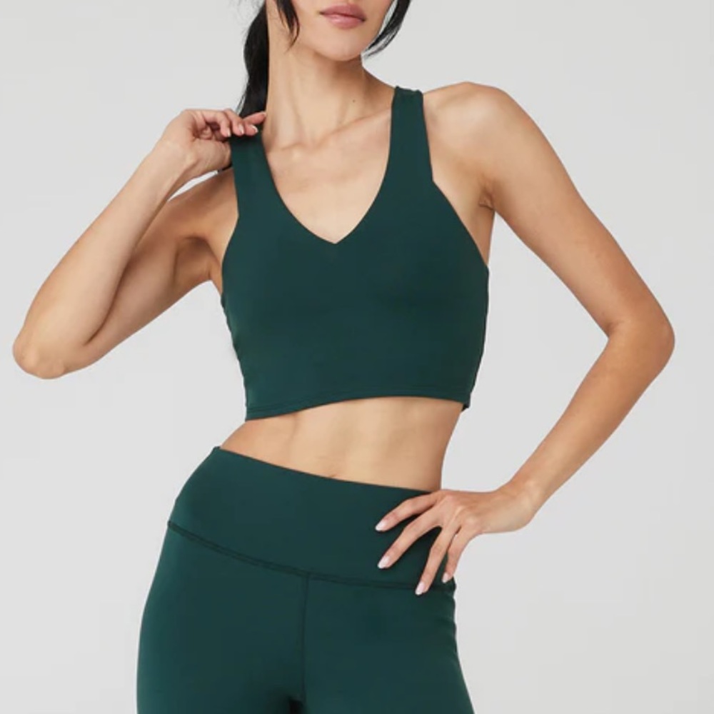 Alo Air Brush Real Bra in Midnight Green Size M